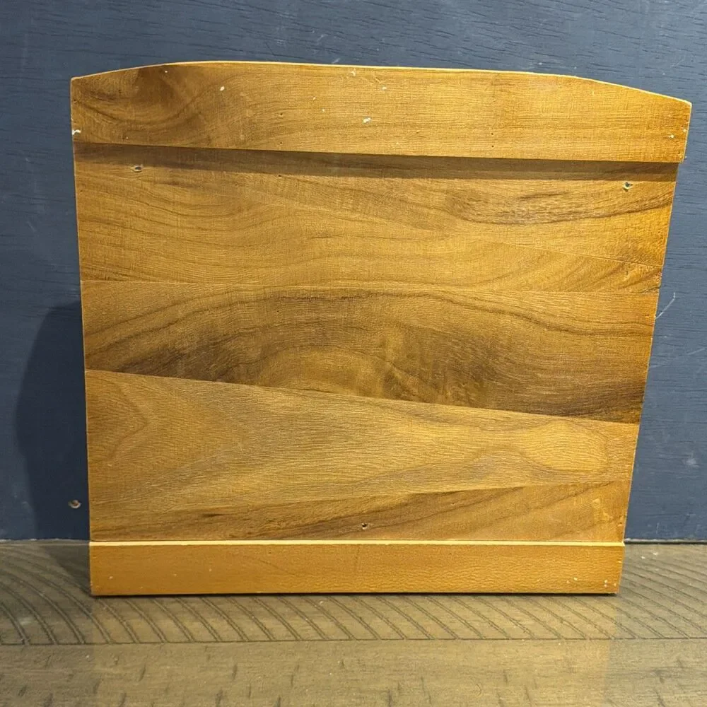 Wood Shelf Wall Spice Rack Tiered Shelves Brown Scalloped Farmhouse Vtg trinket